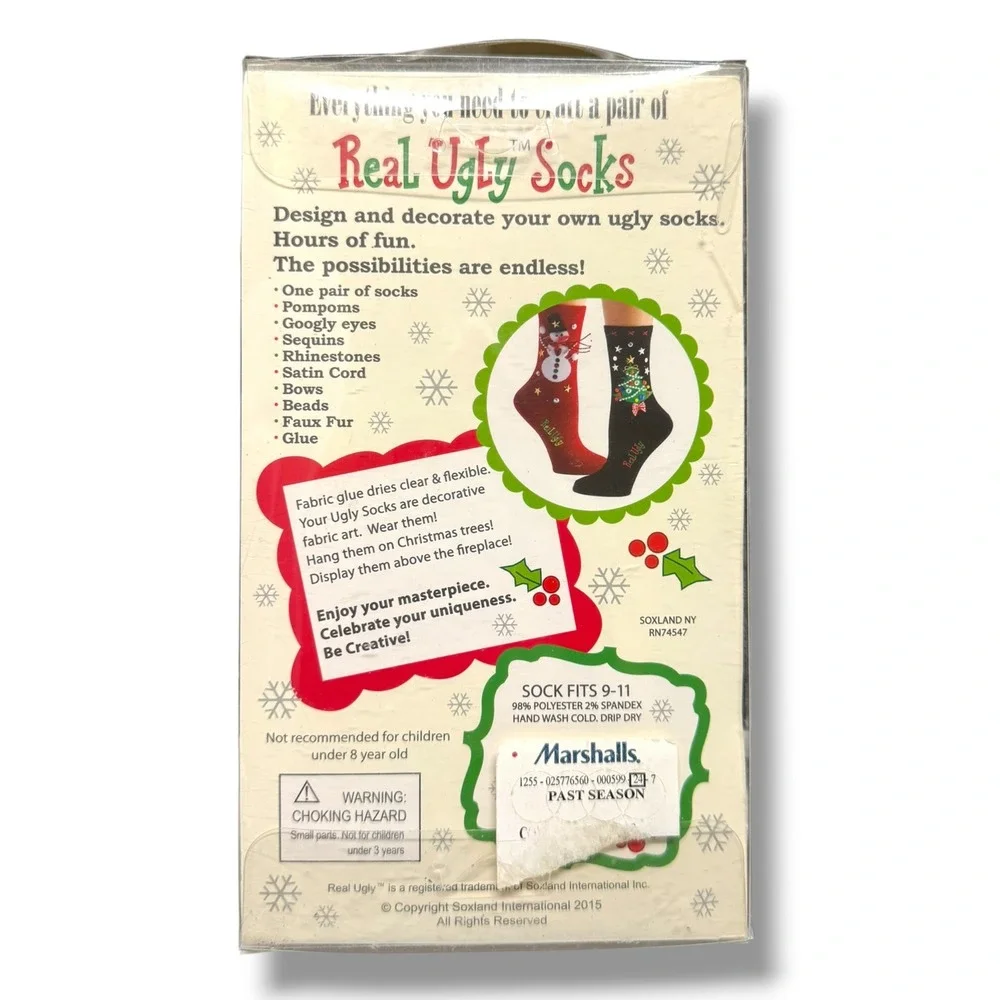Real‎ Ugly Socks DIY Christmas Kit Santa Craft Set Soxland Holiday New